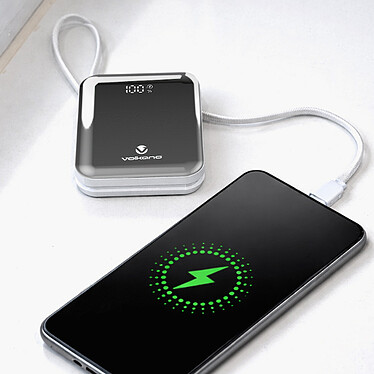 Avis Volkano Solace Series 10 000 mAh avec câbles USB-C et Lightning intégrés (Blanc et Argent)