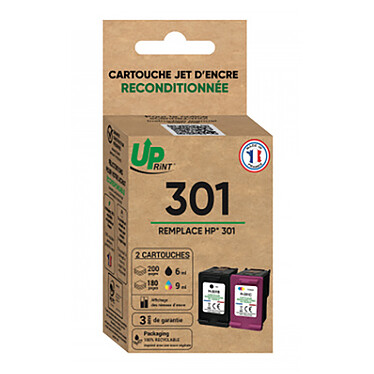 UPrint Pack de 2 Cartouches compatible HP 301 (Noir/Couleurs)