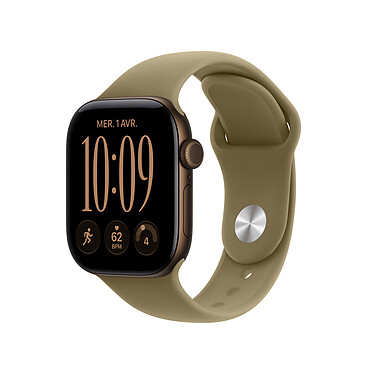Apple Watch Series 12 GPS + Cellular 42 mm Aluminium Bronze sombre Bracelet Sport Olive M/L