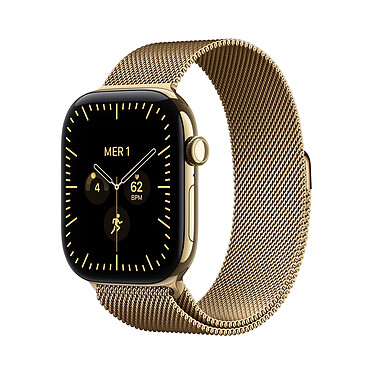 Apple Watch Series 12 GPS + Cellular 46 mm Titane Or brillant Bracelet Milanais Or brillant M/L