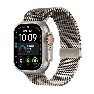 Apple Watch Ultra 4 GPS + Cellular 49 mm Titane naturel Bracelet Milanais Titane naturel S