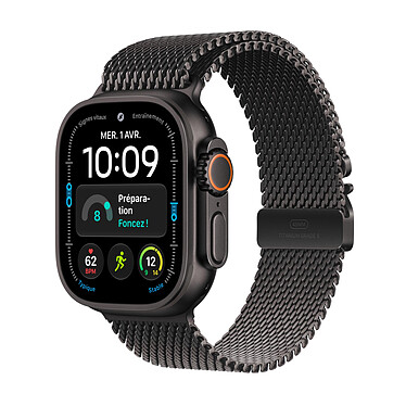 Apple Watch Ultra 4 GPS + Cellular 49 mm Titane noir Bracelet Milanais Titane noir L