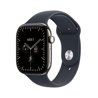 Apple Watch Series 12 GPS + Cellular 46 mm Titane Naturel Bracelet Sport bleu marine M/L