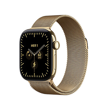 Apple Watch Series 12 GPS + Cellular 42 mm Titane Or brillant Bracelet Milanais Or brillant