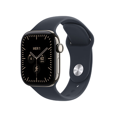 Apple Watch Series 12 GPS + Cellular 42 mm Titane naturel Bracelet Sport Bleu marine S/M
