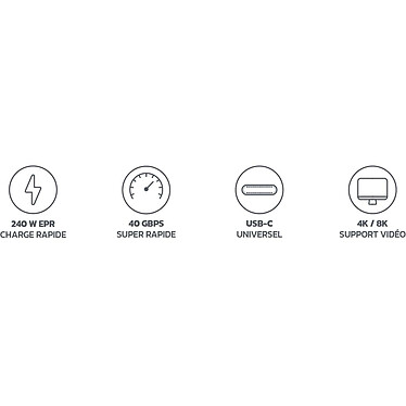 Acheter INOVU Câble USB-C vers USB-C - USB4 - 40 Gbps - PD 240W (50 cm)