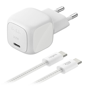 Belkin BoostCharge Chargeur Secteur USB-C Compact 30W (Blanc)