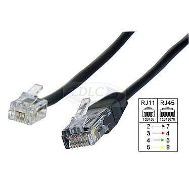 Adapter cable RJ11 male / RJ45 male (5 meters)