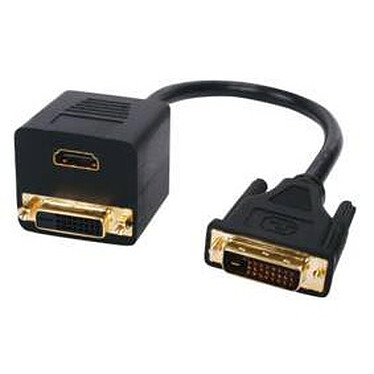 Câble DVI-D Single Link mâle / DVI-D Single Link femelle + HDMI femelle (0.3 mètre)