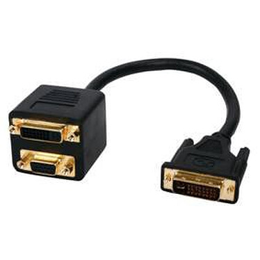 Câble DVI-I Single Link mâle / DVI-I Single Link femelle + VGA femelle (0.3 mètre)