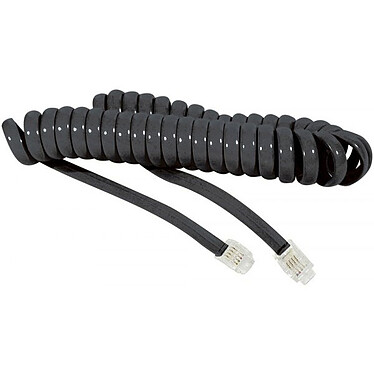 Câble RJ9 à spirale mâle/mâle (2 mètres) - (coloris noir) Câble RJ9 à spirale 