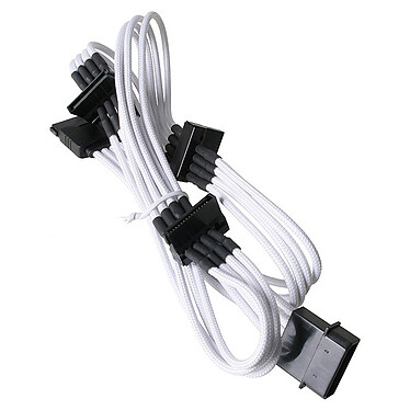 BitFenix Alchemy White - Câble d'alimentation gainé - Molex vers 4x SATA - 20 cm