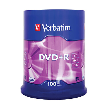 Avis Verbatim DVD+R 4.7 Go certifié 16x (pack de 100, spindle)