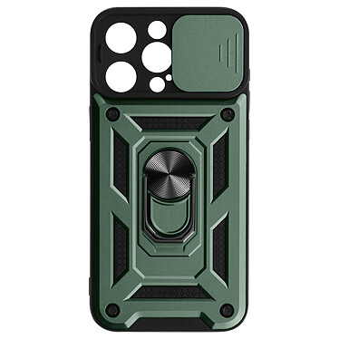 Avizar Coque Antichoc pour iPhone 15 Pro Max Cache Caméra Coulissant Bague vert foncé