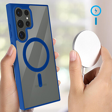 Avis Avizar Coque MagSafe pour Samsung Galaxy S23 Ultra Dos Rigide Contour Silicone Mat  Bleu