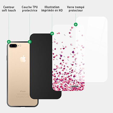 Acheter Evetane Coque iPhone 7 Plus/ 8 Plus Coque Soft Touch Glossy Confettis De Coeur Design