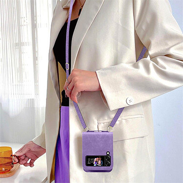 Acheter Avizar Coque pour Samsung Z Flip 4 Cuir Porte cartes Bandoulière  Versatile Case violet clair