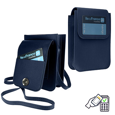 Acheter Avizar Pochette Bandoulière Smartphone avec Rangement carte Sangle 135cm  bleu nuit