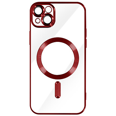 Avizar Coque MagSafe pour iPhone 14 Silicone Protection Caméra  Contour Chromé Rouge