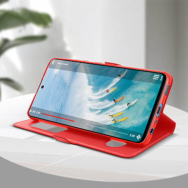 Avizar Housse Samsung Galaxy A52 et A52s avec Double Fenêtre Support Vidéo rouge pas cher