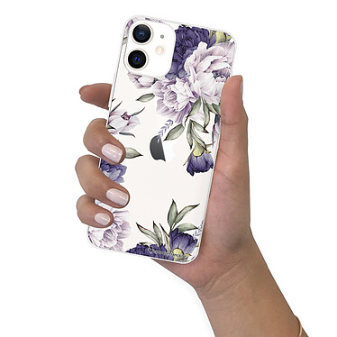 LaCoqueFrançaise Coque iPhone 12 mini silicone transparente Motif Pivoines Violettes ultra resistant pas cher