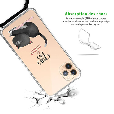 Avis Evetane Coque cordon iPhone 11 Pro noir Dessin Chuis pas du matin