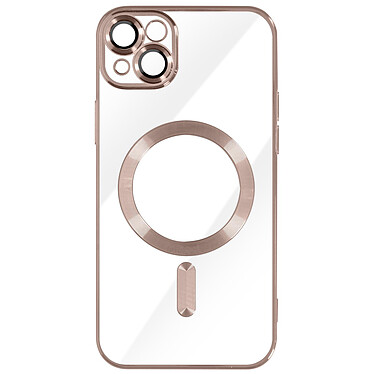 Avizar Coque MagSafe pour iPhone 14 Plus Silicone Protection Caméra  Contour Chromé Rose Gold