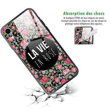 Avis Evetane Coque en verre trempé iPhone Xr La Vie en Rose