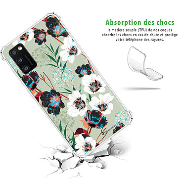 Avis LaCoqueFrançaise Coque Samsung Galaxy A41 anti-choc souple angles renforcés transparente Motif Fleurs vert d'eau