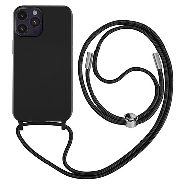 Avizar Coque Cordon pour iPhone 14 Pro Max Semi-rigide Lanière Tour du Cou 80cm  noir