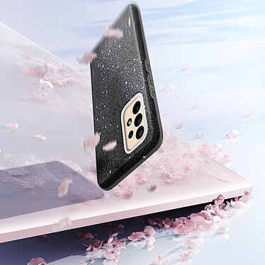Avizar Coque pour Samsung Galaxy A53 5G Paillette Feuille Amovible Silicone Semi-rigide  noir pas cher