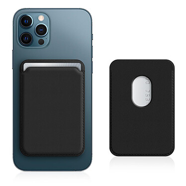 Avizar Porte Carte Magsafe iPhone 12 et 13 et 13 Revêtement en Cuir Magnétique noir