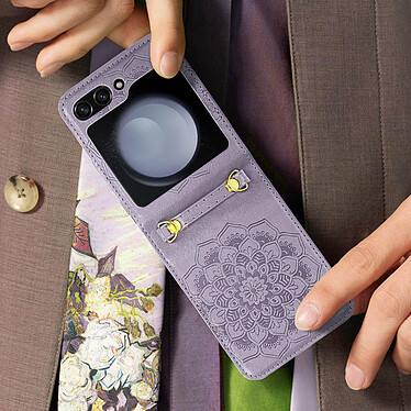 Avizar Coque pour Samsung Galaxy Z Flip 5 Motif fleur  Collection Mandala Blossom Violet pas cher