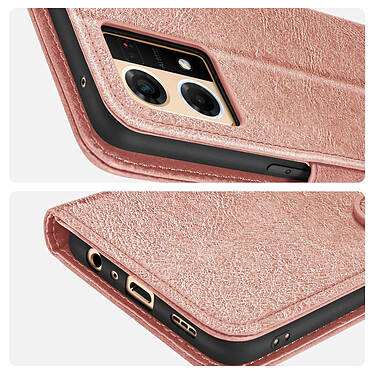 Avizar Housse pour Oppo Reno 7 Clapet Portefeuille Fonction Support Vidéo  rose gold pas cher