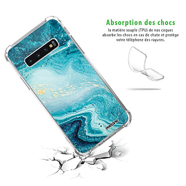 Avis Evetane Coque Samsung Galaxy S10 Plus anti-choc souple angles renforcés transparente Motif Bleu Nacré Marbre
