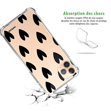 Avis Evetane Coque iPhone 11 Pro anti-choc souple angles renforcés transparente Motif Coeurs Noirs