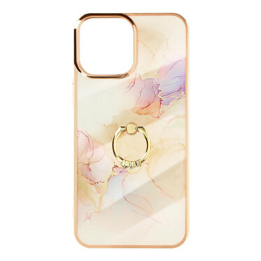 Avizar Coque iPhone 12 et 12 Pro Bi-matière Bague de maintien Motif marbre Rose gold