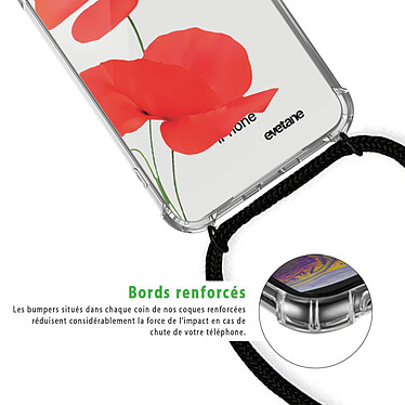 Acheter Evetane Coque cordon iPhone X/Xs noir Dessin Coquelicot
