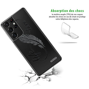 Avis Evetane Coque Samsung Galaxy S21 Ultra 5G silicone transparente Motif Love Life ultra resistant