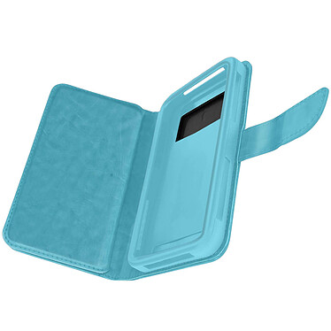 Avizar Etui pour Smartphone 5,3 à 5,5 pouces Clapet Portefeuille Multi Rangements Caméra Slide  turquoise