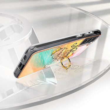 Avis Avizar Coque pour Samsung Galaxy S21 FE Bi-matière avec Bague de Maintien à Strass Effet Bijou Motif Plage ''Never Stop Dreaming'' Orange