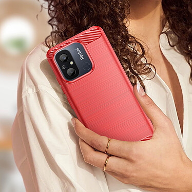 Acheter Avizar Coque pour Xiaomi Redmi 12C Renforcée Souple Carbone Effet Brossé  rouge
