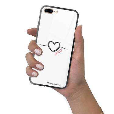LaCoqueFrançaise Coque iPhone 7 Plus/ 8 Plus Coque Soft Touch Glossy Coeur Noir Amour Design pas cher