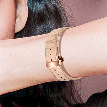 Avis Avizar Bracelet pour Galaxy Watch 5 / 5 Pro / 4 Cuir véritable Boucle Papillon  rose