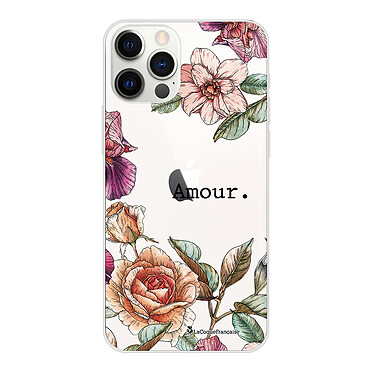 LaCoqueFrançaise Coque iPhone 12/12 Pro silicone transparente Motif Amour en fleurs ultra resistant