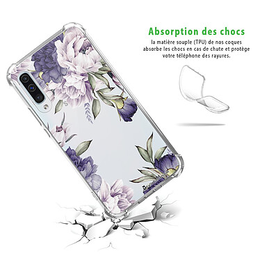 Avis LaCoqueFrançaise Coque Samsung Galaxy A50 anti-choc souple angles renforcés transparente Motif Pivoines Violettes