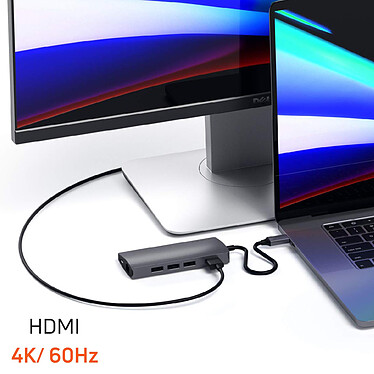 Avis Satechi Hub USB C vers HDMI 4K + Ethernet + 3 USB + USB C 60W + Lecteur carte SD / micro-SD Carte V2 Gris sidéral