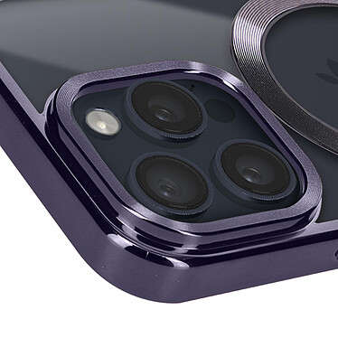 Avizar Coque MagSafe pour iPhone 15 Pro Silicone Protection Caméra  Contour Chromé Violet pas cher