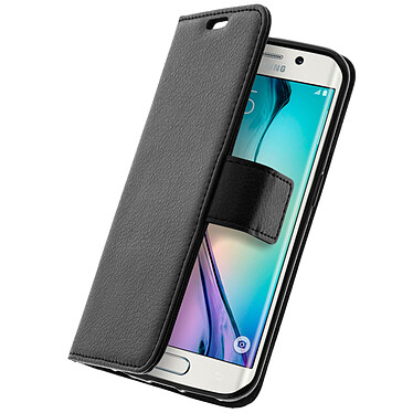 Avizar Housse Etui Folio Portefeuille pour Samsung Galaxy S6 Edge - Noir