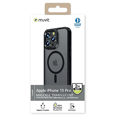 Acheter Muvit Coque pour iPhone 15 Pro avec Anti-scratch Compatible MagSafe Noir